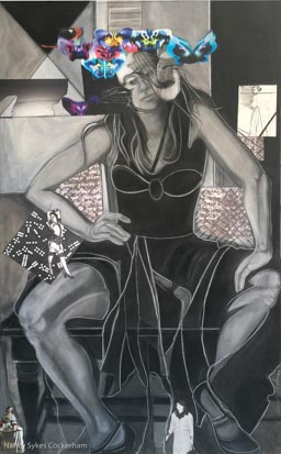 Nancy Sykes Cockerham - The Black Dress - 60 x 36 - Mixed Media
