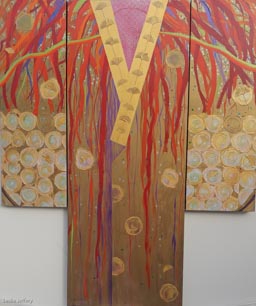 Leslie Jeffery - Kimona Celebration - 72 x 50 x 2 - Acrylic, Mixed Media