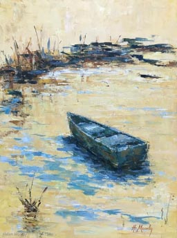 Helen Moody - Blue Boat - 24 x 18 - Oil