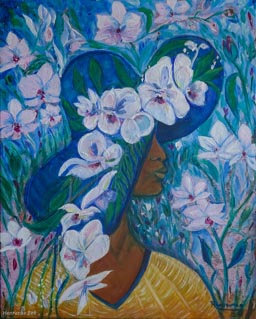 Henrimae Bell -  The Diva of Flowers - 30 x 24 - Acrylic
