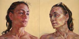 Laura Tan - Looking Back  - 12 x 24 - Oil on Masonite Panels