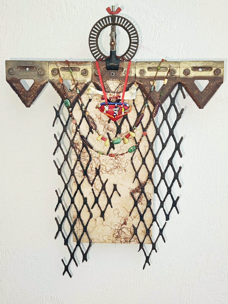 Kathy O'Meara Ancestral Talisman 18hx14w mixed media 2025