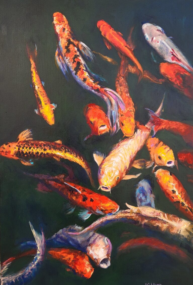 Darryl Goldman Koi Dance oil painting